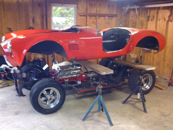 Trial fit with new rearend mounts - trans mount - gas tank extention - roll bar mounts- front quick jack mounts.