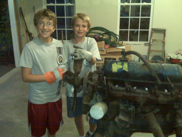Jordan and Tristan with engine 1