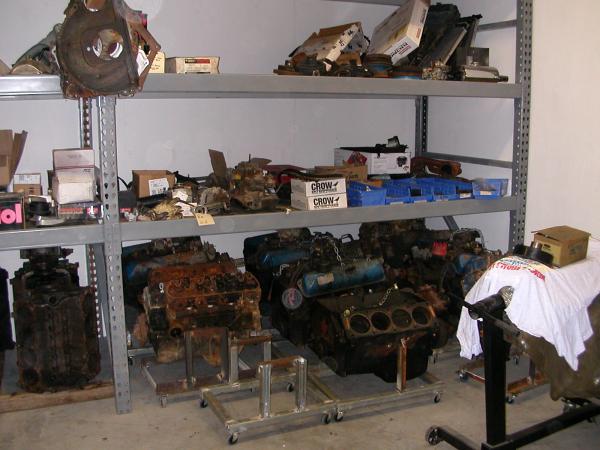motors in shop, 302, 351W, various FE's and one 428