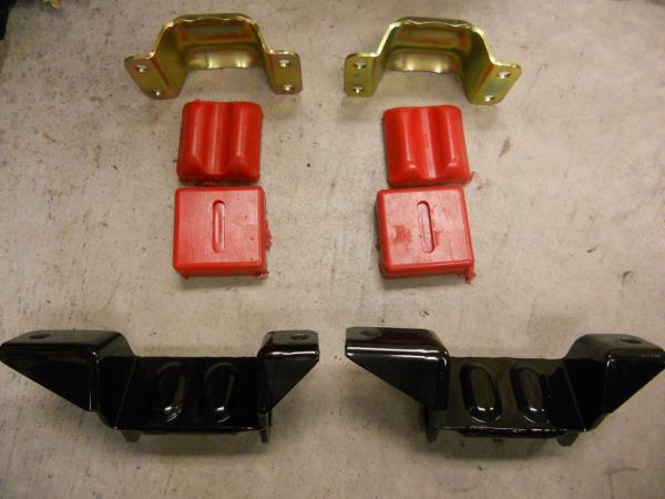 The prothane mounts were 7/8 too high, so I had to cut them apart and make them into solid mounts shown below