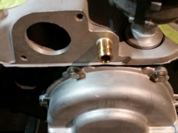 Brass nipple installed in NOS sidewinder
