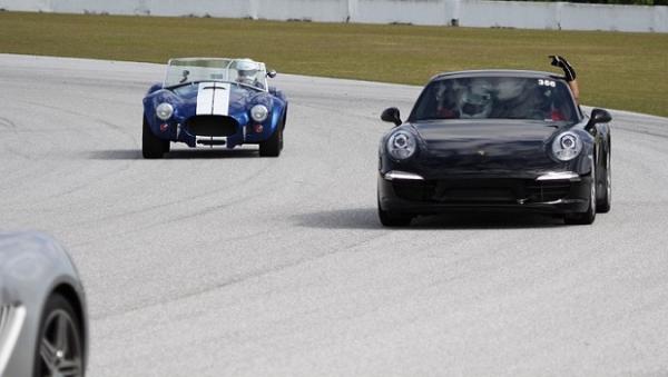 Getting a pass signal coming out of a turn at Palm Beach International.