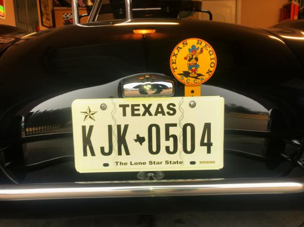 1960s original Texas SCCA license plate topper