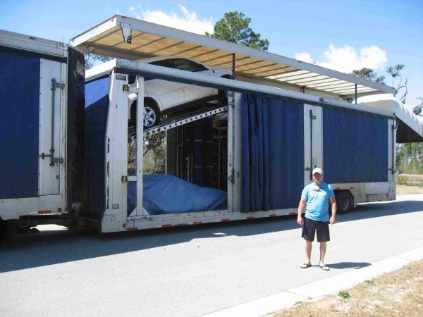 What was an enclosed transport?  Seller and Cobra under two car covers.