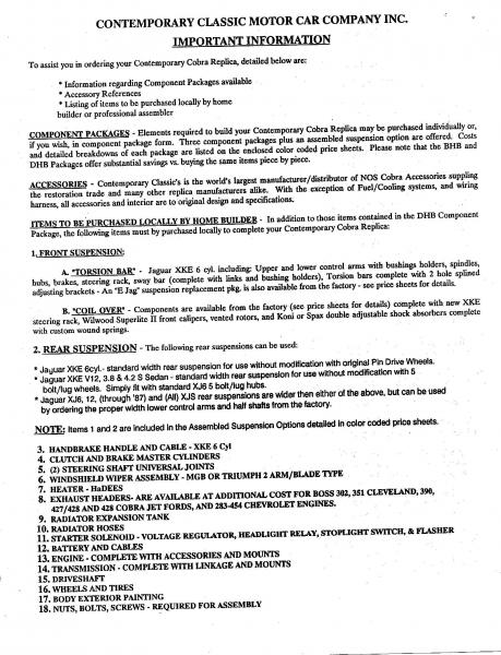Contemporary Motor Car Company Inc Important Information Page 1