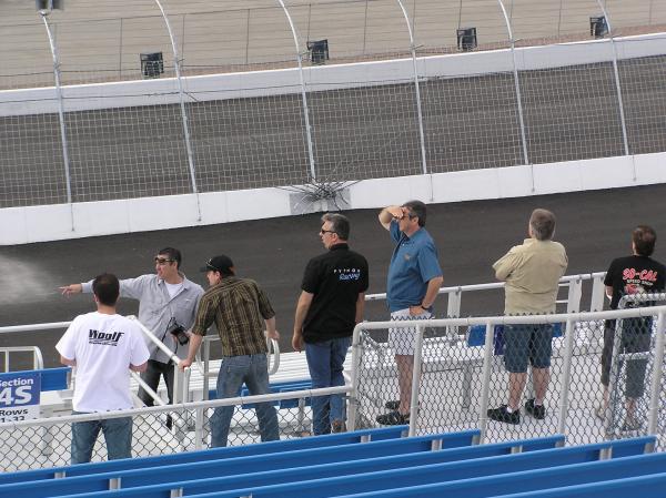 The team @ Las Vegas speedway discussing the turns and straight aways @ the track