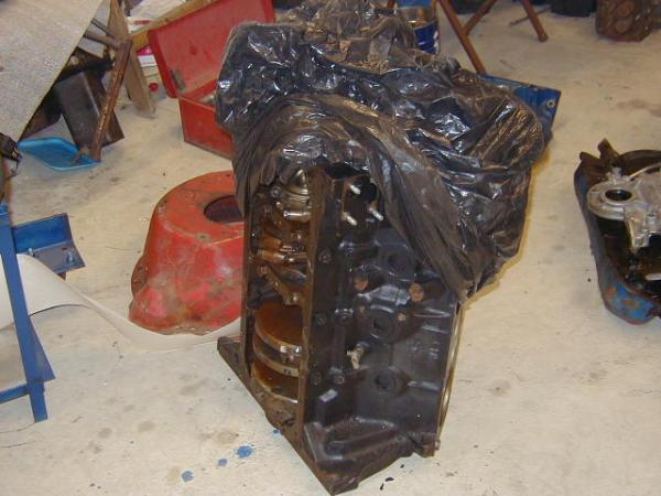 1969 351W engine block prior to cleaning/machining.