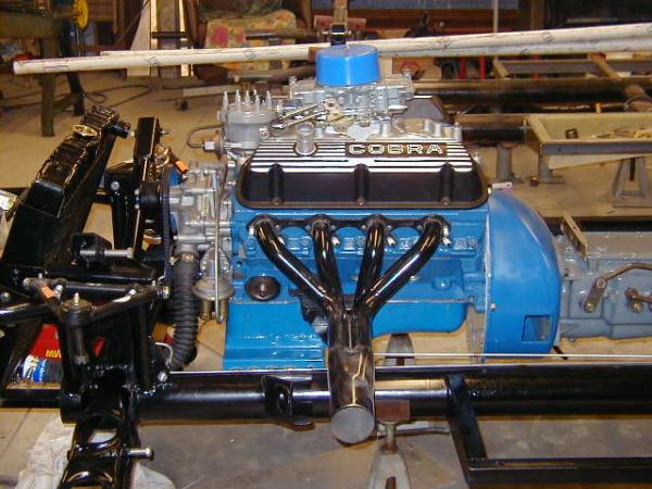 Modified sprint car headers in place ready for new flanges to be welded on