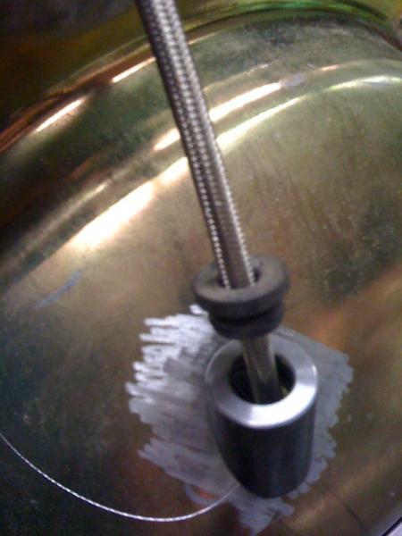 Trying the rubber seal that will hold the braided cable securly.