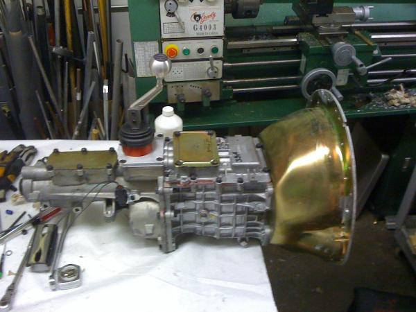 Mocking up the bell housing & Hydraulic throwout bearing.