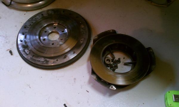 The flywheel and pressure plate. The flywheel is going to be for sale too. It needs to be resurfaced which is around $25. It's a McLeod 463220 internal balance and I'll take $80 for it the way it sits or $105 if I have it resurfaced.