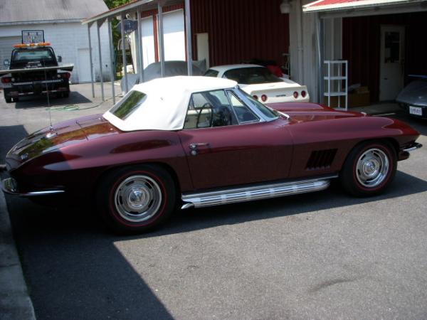1967 Corvette 327/365 Marlboro Maroon White Interior. Chapter Top Flighted.