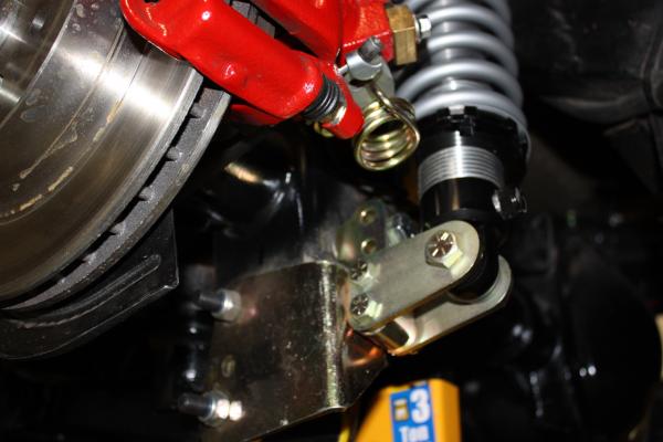 Rear coil over mounts from Chris Allstons chassis works, upper and lower are the same with QA1 coilovers 16 position adjustable and 250lb springs