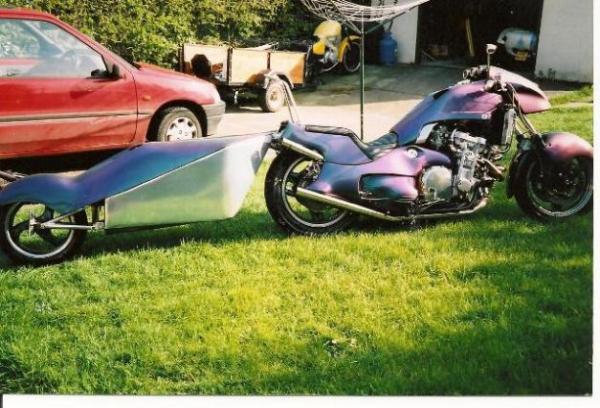 honda cbr 1000 chop and one wheel trailer