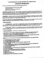 Contemporary Motor Car Company Inc Important Information Page 1