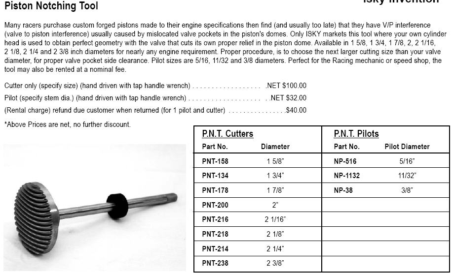 Piston Notch tool from Isky Club Cobra Photo Gallery